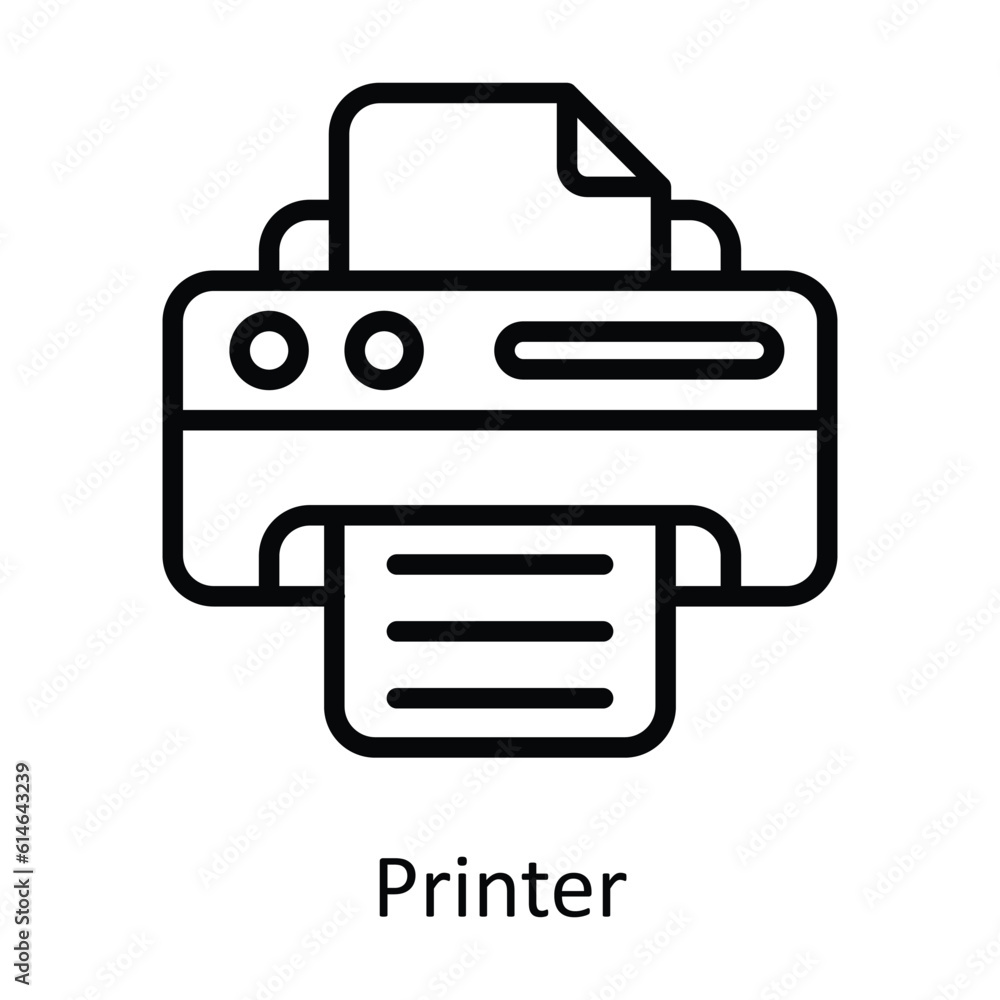 Poster printer vector outline icon design illustration. network and communication symbol on white backgroun