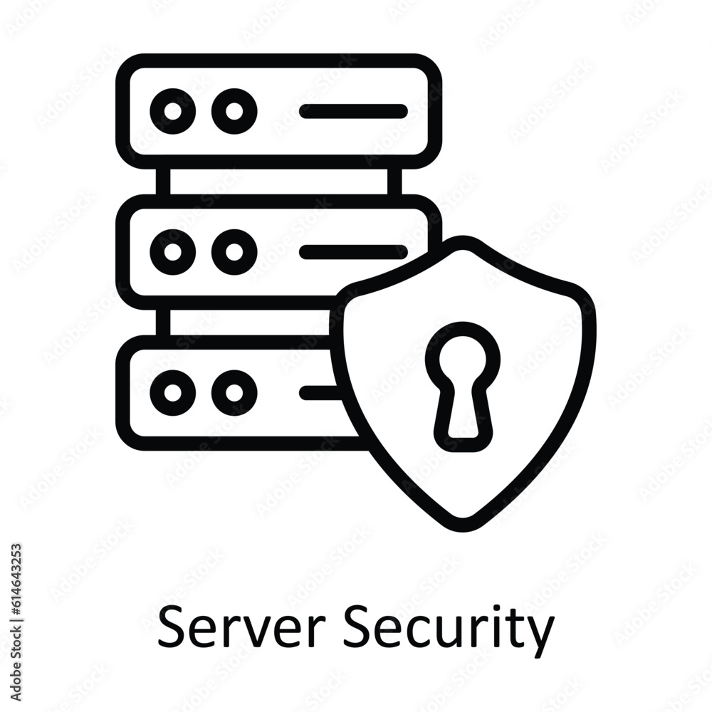 Poster server security vector outline icon design illustration. network and communication symbol on white b