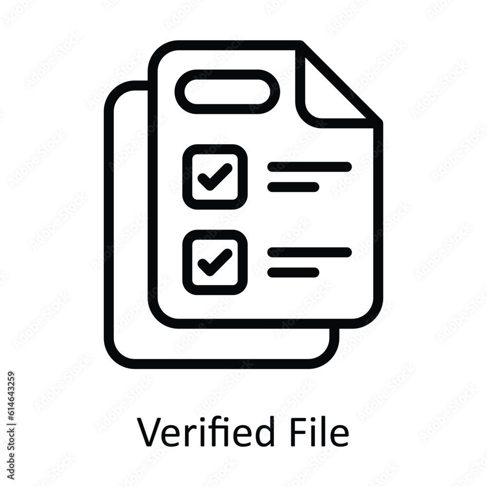Poster verified file vector outline icon design illustration. network and communication symbol on white bac