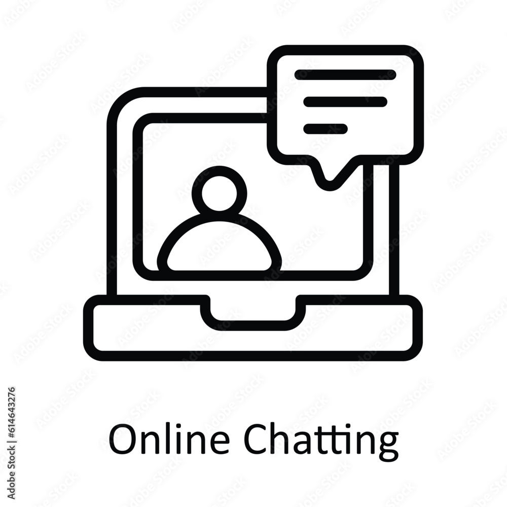 Aufkleber online chatting vector outline icon design illustration. network and communication symbol on white b