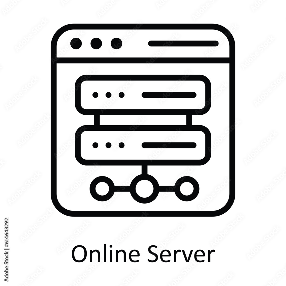 Aufkleber online server vector outline icon design illustration. network and communication symbol on white bac