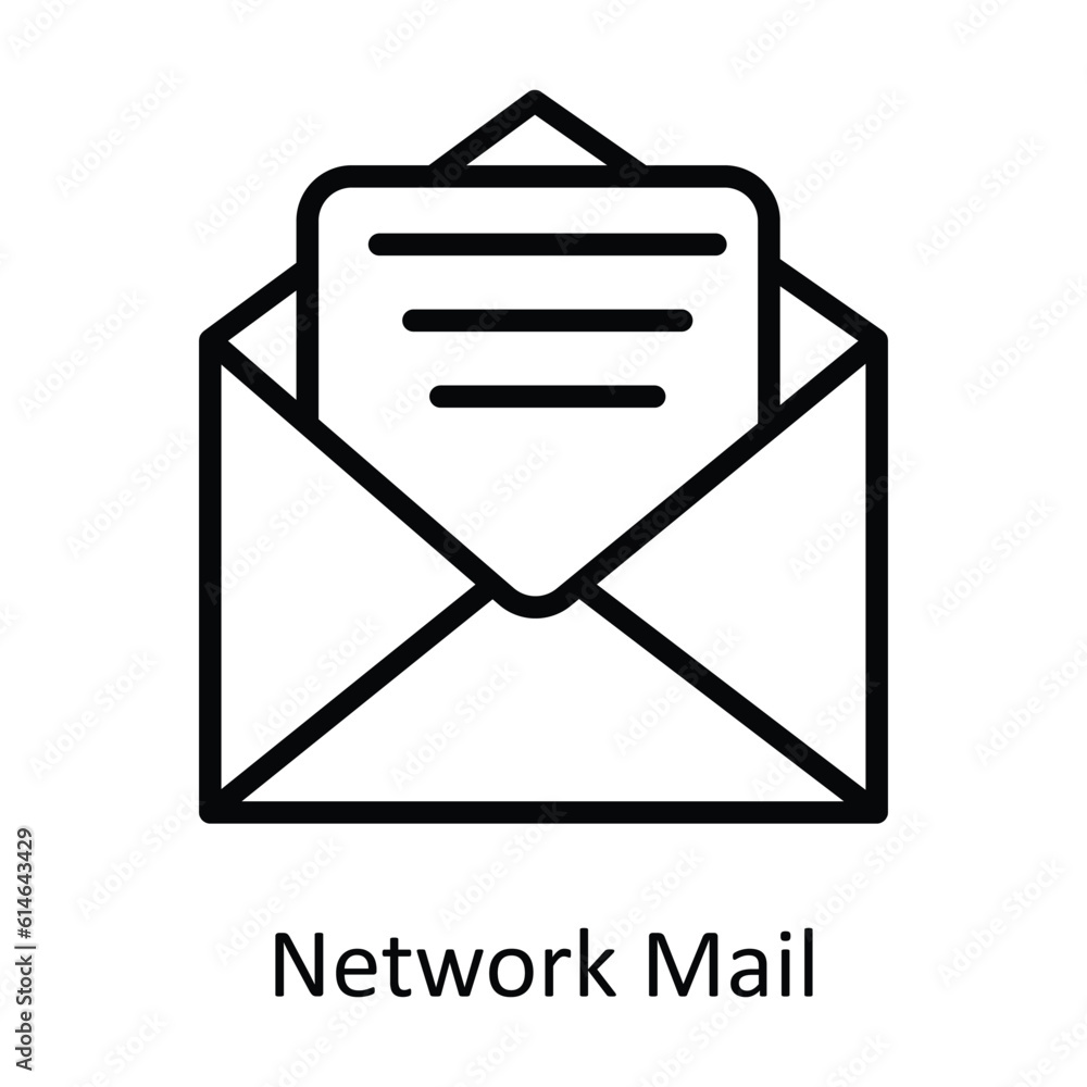 Aufkleber network mail vector outline icon design illustration. network and communication symbol on white back