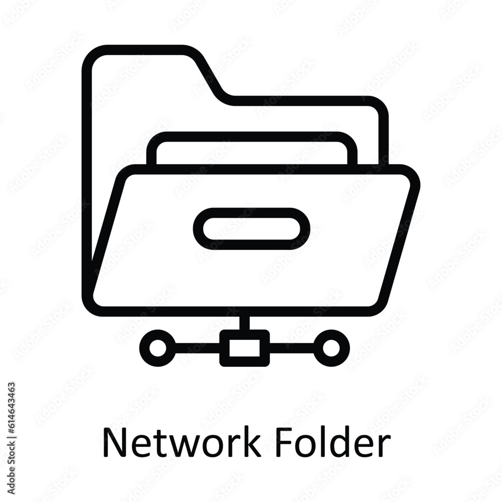 Poster network folder vector outline icon design illustration. network and communication symbol on white ba