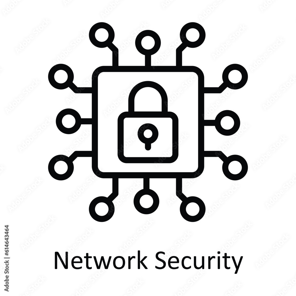 Poster network security vector outline icon design illustration. network and communication symbol on white 