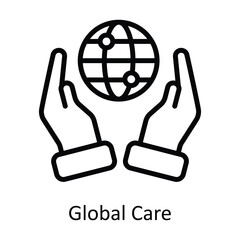 Global Care  Vector  outline Icon Design illustration. Network and communication Symbol on White background EPS 10 File

