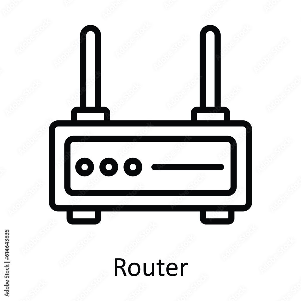 Poster router vector outline icon design illustration. network and communication symbol on white background