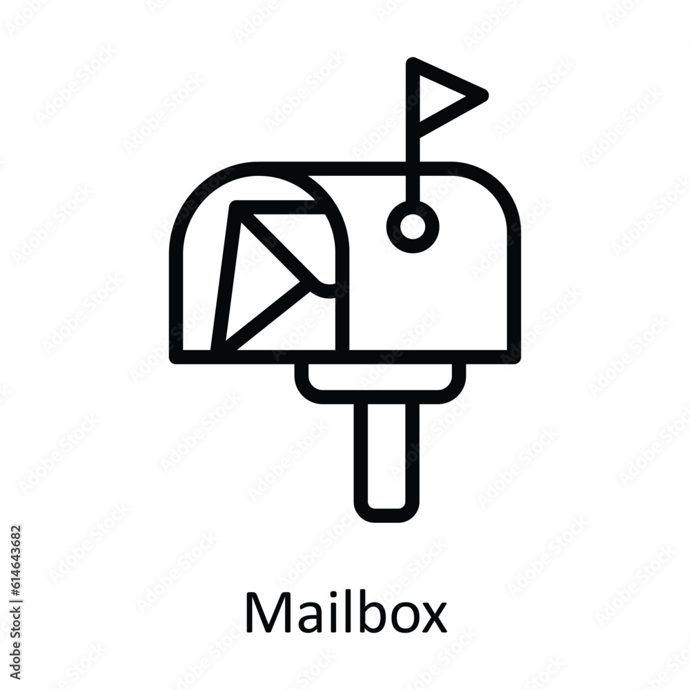 Poster mailbox vector outline icon design illustration. network and communication symbol on white backgroun