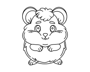 Hamster. Animal. A small, cartoonish, funny rodent. Coloring book for children. Vector. Outline drawing for print, magazines, children's illustrations. Used for web design. White background. 