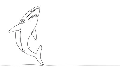 Abstract shark in continuous line art drawing style. Minimalist black linear sketch isolated on white background. Vector illustration