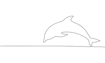 Abstract dolphin in continuous line art drawing style. Minimalist black linear sketch isolated on white background. Vector illustration
