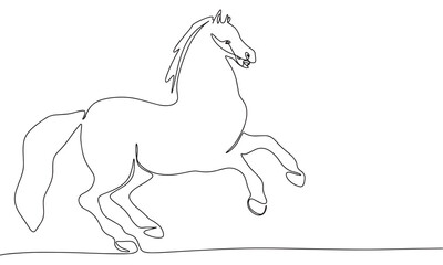 Obraz na płótnie Canvas Abstract horse in continuous line art drawing style. Minimalist black linear sketch isolated on white background. Vector illustration