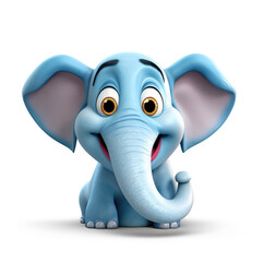 Cartoon elephant mascot smiley face on white background