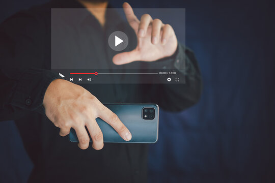 hands of man  and keyboard computer for streaming online, watching video on internet, live concert, show or tutorial, online education.
