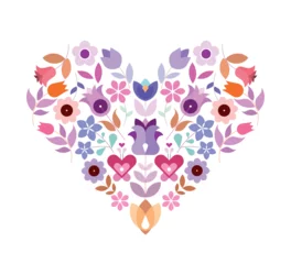 Fotobehang Abstracte kunst Heart shape vector floral design isolated on a white background.
