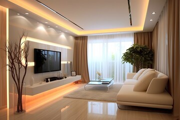 Obraz na płótnie Canvas Modern loft living room interior,Generative AI