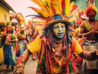 Fotobehang a man posing at a carnival in colombia © pintarid