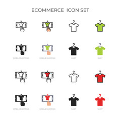 Mobile shopping and shirt e commerce icon pack for free and premium use pngs and vector 
