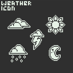 Fototapeta premium this is Weather icon use 1 bit style in pixel art with white color and black background ,this item good for presentations,stickers, icons, t shirt design,game asset,logo and your project.