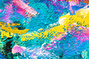 Colorful abstract oil painting art background. Texture of canvas and oil.