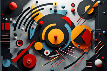 Obraz premium Kandinsky inspired abstract 3D background with circles