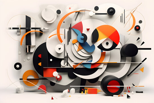 Kandinsky inspired abstract 3D background with circles