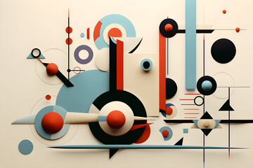 Obraz premium Kandinsky inspired abstract 3D background with circles