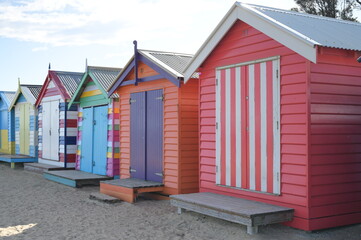 A scenery of the colorful cabins