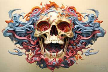 nychos inspired fantasy skull illustration