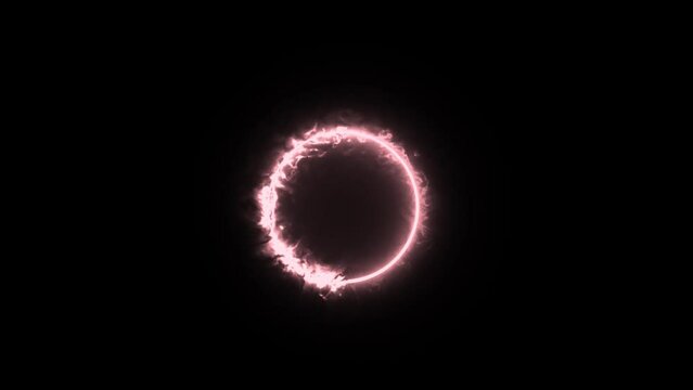 Red fire circle glowing on black background 4k footage, Fire animation, circle fire, audio visualisation with neon lights footage