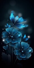 limmering Enchantment: Immerse yourself in a world of wonder with mesmerizing blue crystal fantasy flowers, radiating ethereal beauty. Generative Ai
