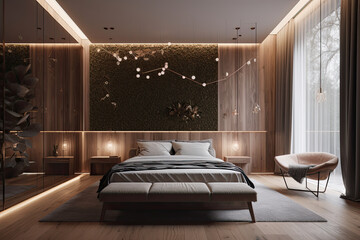 Luxurious Bedroom with Automated Lighting and Generative AI