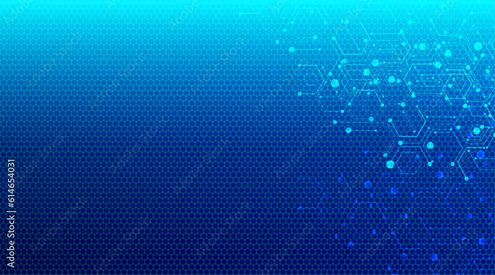 Poster abstract computer technology background with circuit board and hexagon tech.vector illustration