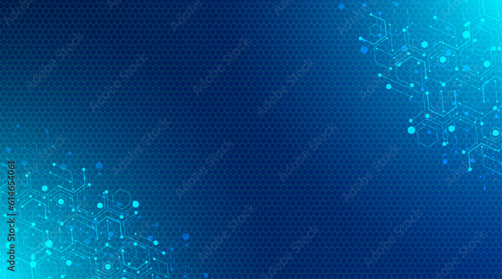 Poster abstract computer technology background with circuit board and hexagon tech.vector illustration