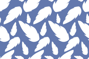Fototapeta premium Light , weightless, white feathers. Trendy, stylish, fashionable, seamless vector pattern for design and decoration. 