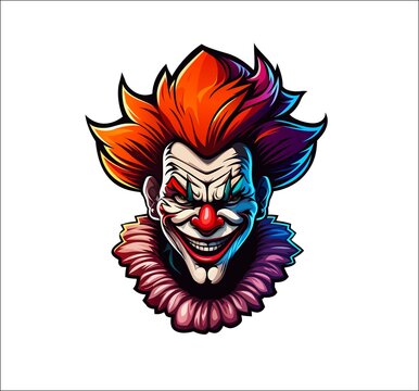 Angry circus clown mascot, scary joker tattoo