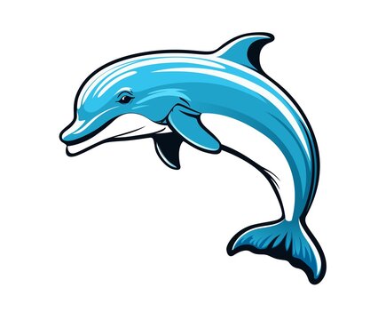 Dolphin mascot of cartoon sea water animal
