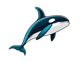 Fototapeta premium Cartoon killer whale mascot, orca water animal