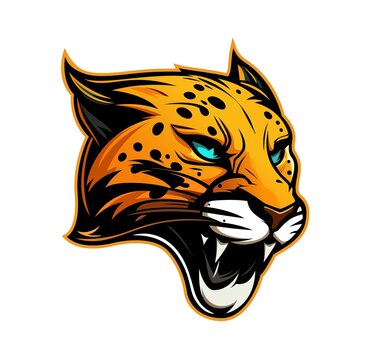 Heraldic angry cheetah mascot, AI generated cat