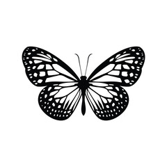 butterfly logo design is simple modern in white and black