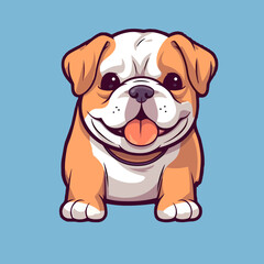 bulldog. Cute little cartoon kawaii anime character. Domestic Pet. Wild  Animal. Flat vector