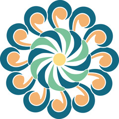 Windmill, Wind Spinner, and Pinwheel, a round colorful pattern design element, vector illustration.