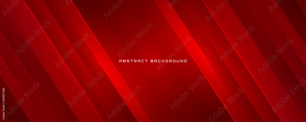 Wall mural 3d red techno abstract background overlap layer on dark space with cutout decoration. modern graphic