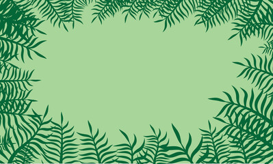 Fototapeta na wymiar Abstract background in green tones with palm leaf composition.Printing wallpaper.Vector illustration.