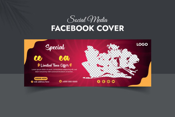 Obraz na płótnie Canvas Ice cream social media cover or web banner template for your business 