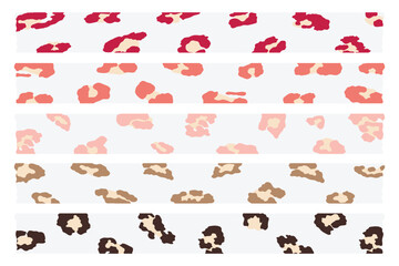 Set of colorful animal skin for washi tape, decorative tape isolated on a white background.