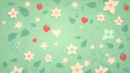 bright green seamless pattern with flowers