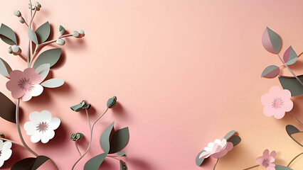pink peach background with flowers