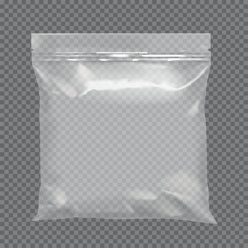 White realistic transparent Polythene bag on a transparent background.