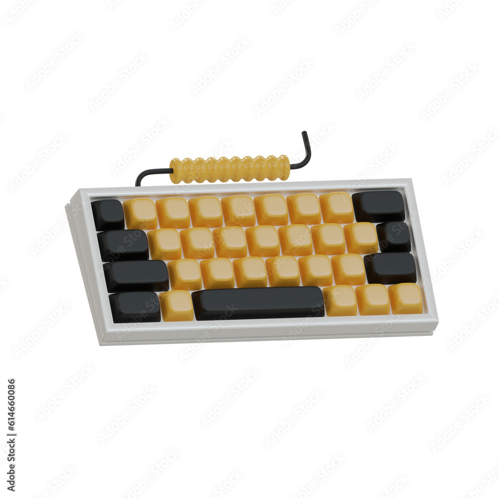 Poster 3d keyboard. icon isolated on white background. 3d rendering illustration
