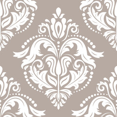 Orient vector classic beige and white pattern. Seamless abstract background with vintage elements. Orient pattern. Ornament for wallpapers and packaging